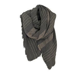 INDIGO Canada Blanket Scarf Wrap Grey White One Size